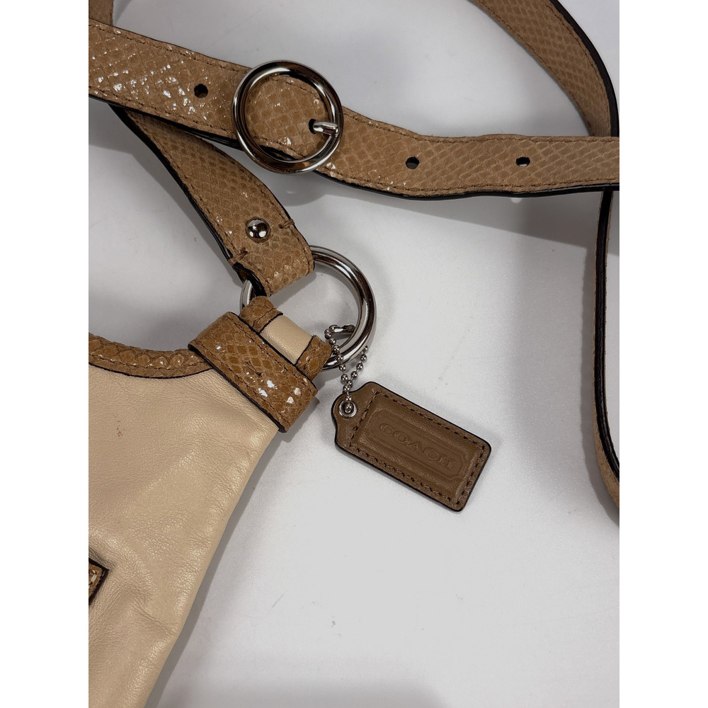Coach F16533 Penelope Beige Leather Crossbody Bag Turnlock Ivory Snakeskin Purse - Picture 6 of 10